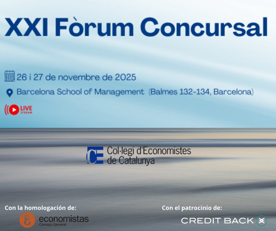 Imagen del XXI Fòrum Concursal 2025 en la Barcelona School of Management con el patrocinio de CREDIT BACK