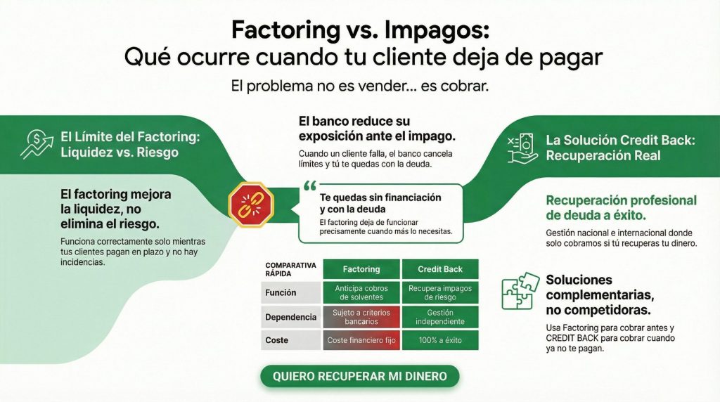 Factoring vs impagos: qué ocurre cuando un cliente deja de pagar y cómo recuperar la deuda con Credit Back