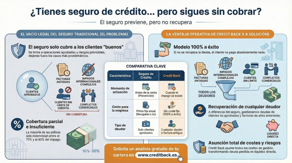 seguro de crédito vs recobro de impagos b2b diferencias cobertura facturas impagadas empresas