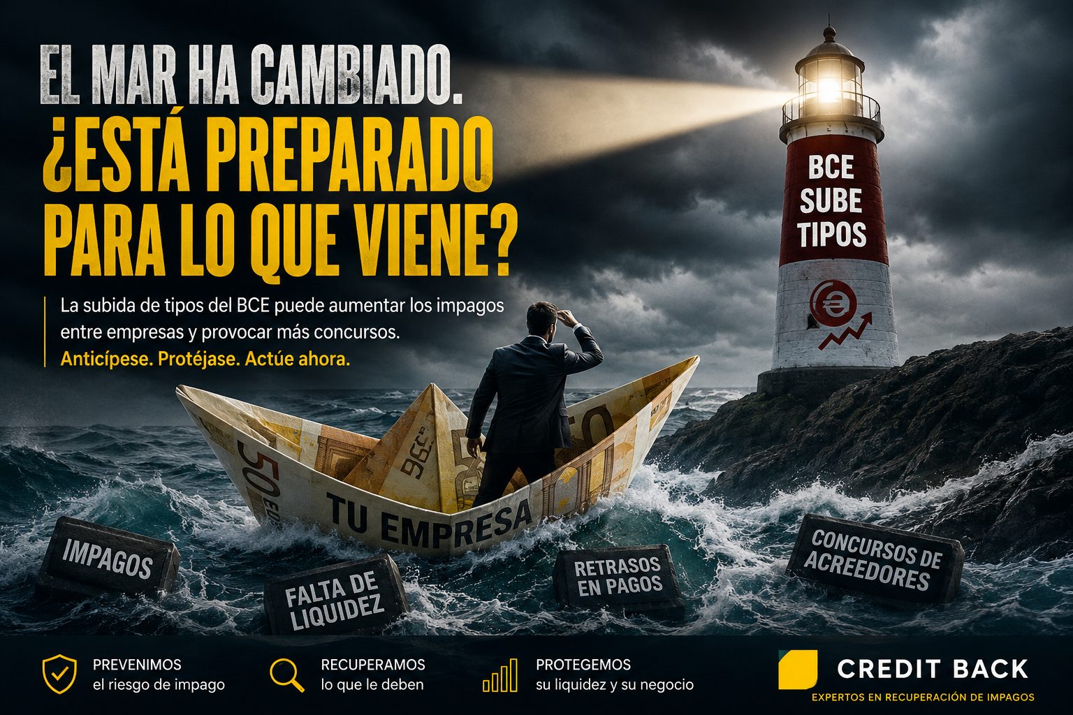 El BCE sube los tipos de interés en 2026 mientras una empresa navega entre impagos, falta de liquidez y concursos de acreedores.